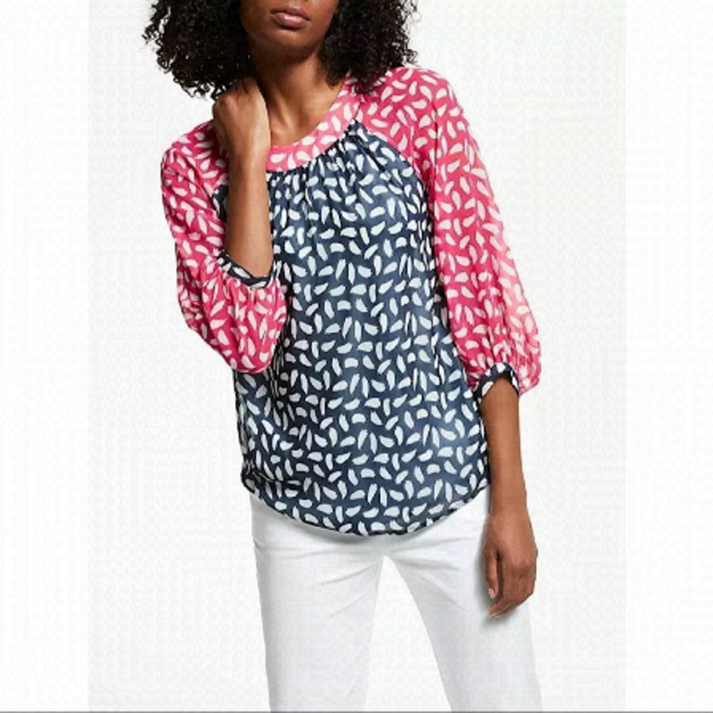 BODEN-SYLVIE Two Tone Pink/Navy Blouse